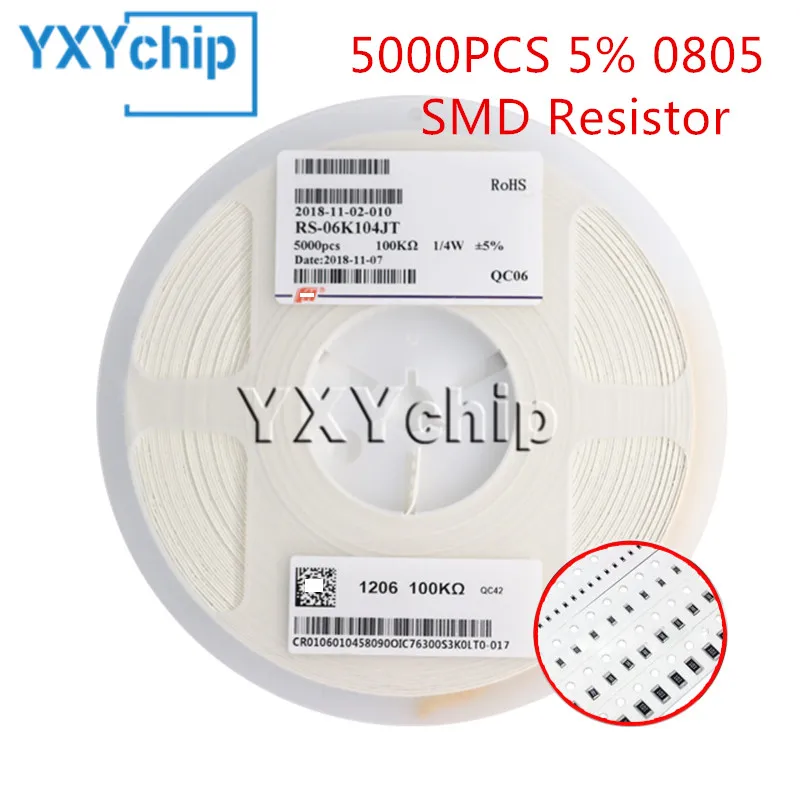 

5000pcs 0805 5% 1/8W SMD chip resistor 0R ~ 10M 10R 47R 100R 220R 330R 470R 1K 2.2K 4.7K 10K 47K 100K 0 10 100 220 330 470 ohm