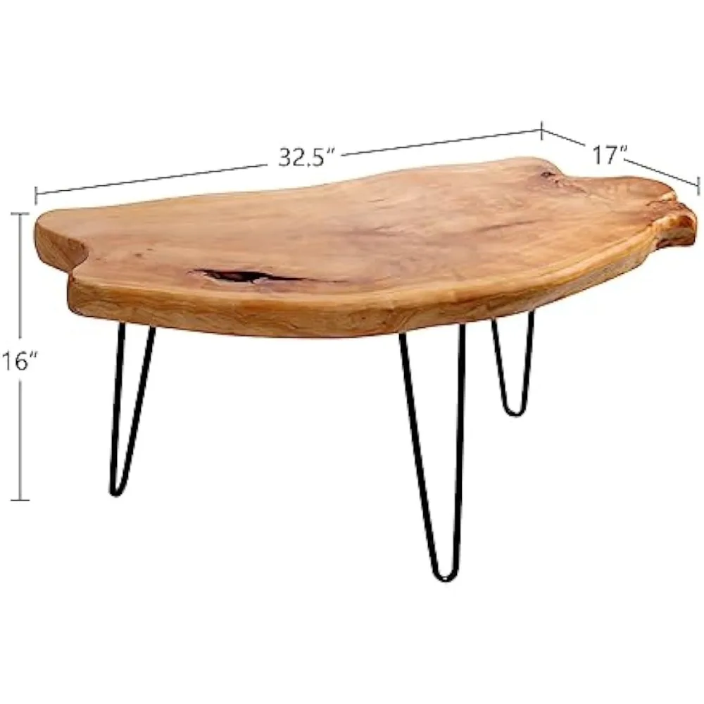 Restaurant Tables Live Edge Cedar Wood Coffee Table Metal Hairpin Legs for Living Room Center Table Salon Furniture Dining Coffe 2