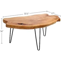 Restaurant Tables Live Edge Cedar Wood Coffee Table Metal Hairpin Legs for Living Room Center Table Salon Furniture Dining Coffe 2
