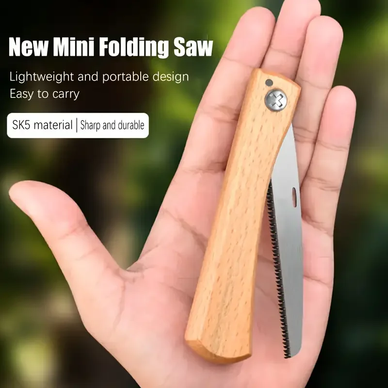 Folding Mini Hand Saw Non-slip Wooden Handle Pull Foldable Saw Flush Cut Trim For Handsaw Woodworking Plastic Cutting Tool