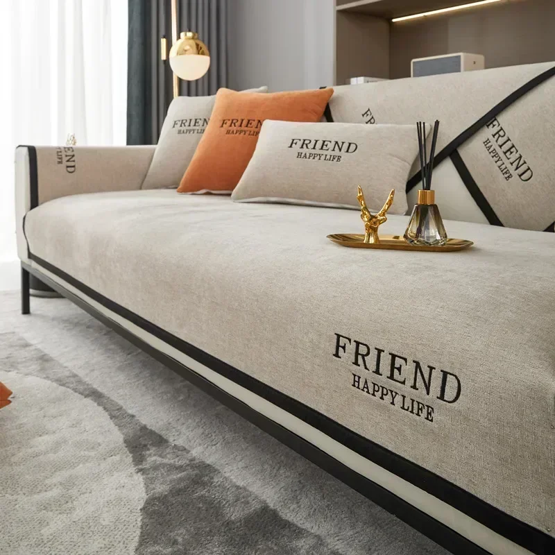 Luxury Sofa Cushion for Living Room Chenille Non-slip Sofas Towel Couch Cover Corner Sofa Towes Seat Pad Home Protection Covers 2