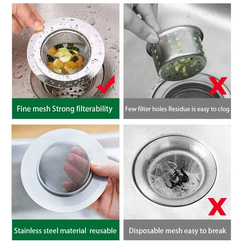 1PCS Stainless Steel Bathtub Hair Catcher Stopper Shower Drain Hole Filter Trap Kitchen Sink Strainer Floor Drain Bathroom Tool