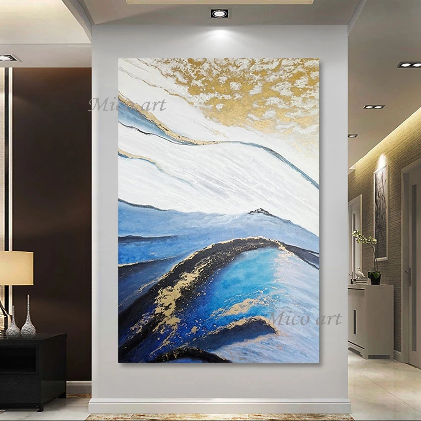 

Canvas Style Handmade Picture Gold Foil Art Decoration Modern Living Room Oil Painting Natural Scenery Wall Abstract Artwork