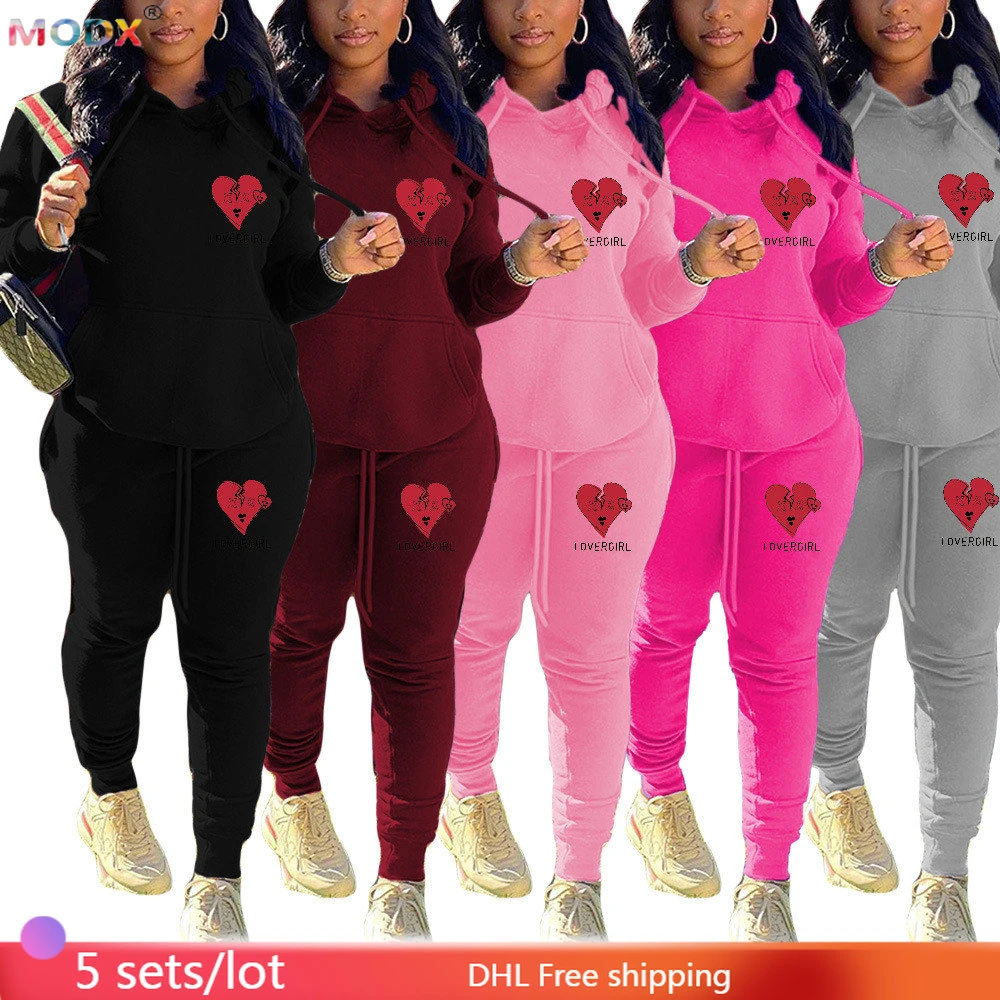 at donere inerti chant 5 Wholesale Jogging Suits Women Tracksuits Casual Heart Print 2 Piece Set  Long Sleeve Hoodies Pants Sportswear Lady Outfits 8920 - Pant Sets -  AliExpress