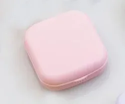 Compact Purple Pink Contact Lens Case Set with Mirror - Stylish and Portable Eyewear Storage Kit (Pink)