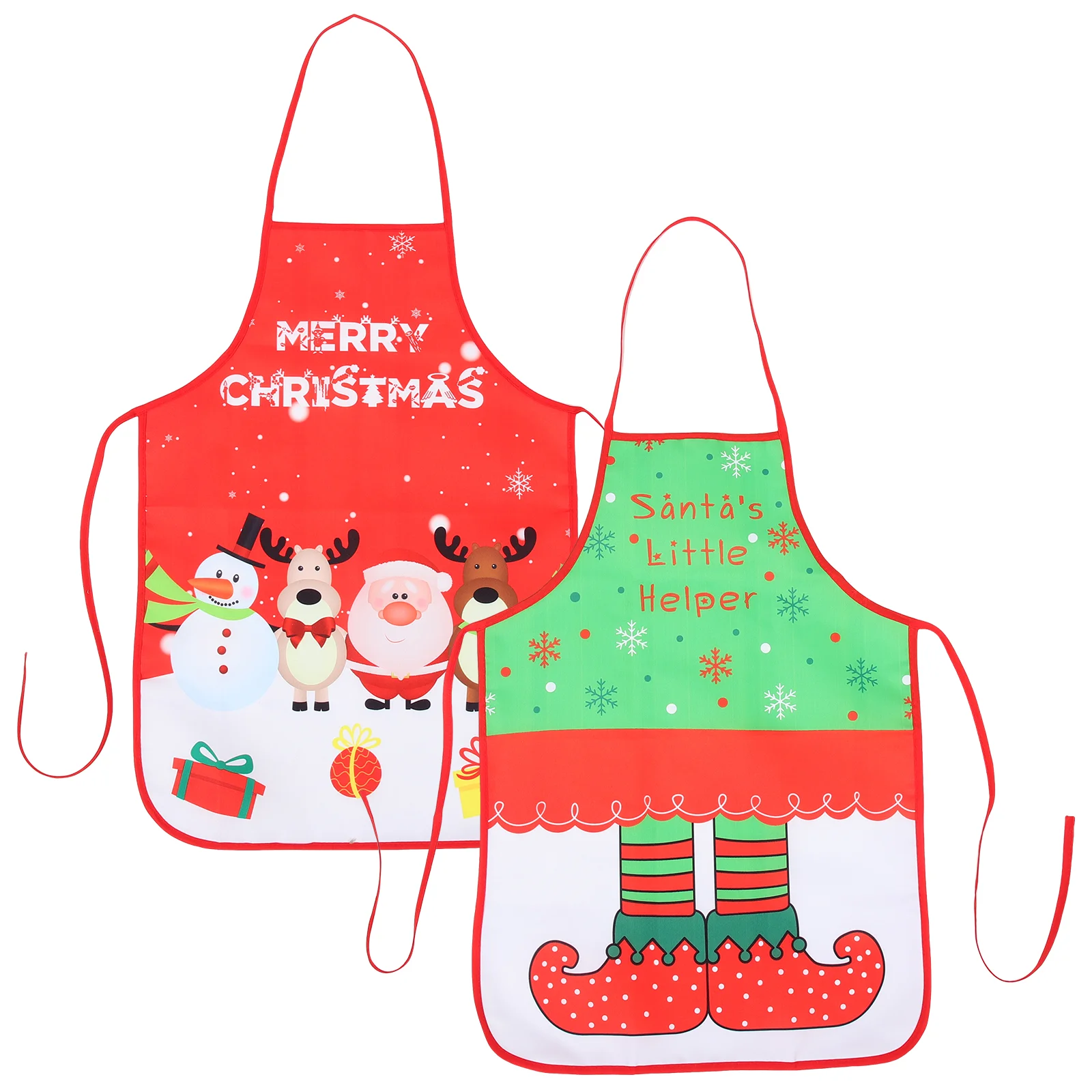 

2 Pcs Christmas Decorative Apron Waist Props Kitchen Printing Cosplay Cloth Printed Aprons