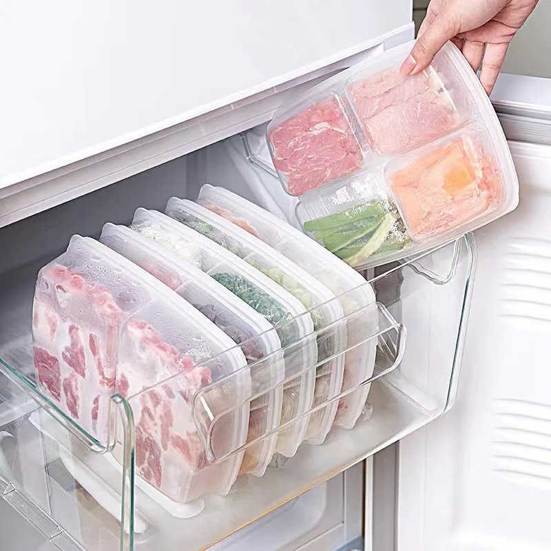 6pcs Kitchen Fridge Storage Containers, Freezer Safe Fresh-keeping Boxes,  Partition For Organizing And Sealing, Antibacterial Container For Frozen  Meat