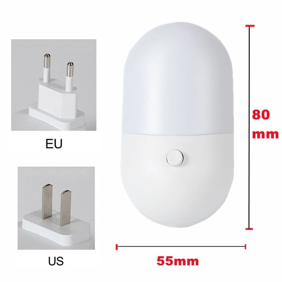 LED 야간 조명 절약 LED 조명 제어 유도 야간 램프 EU 미국 플러그 야간 조명 침실 화장실 계단 복도