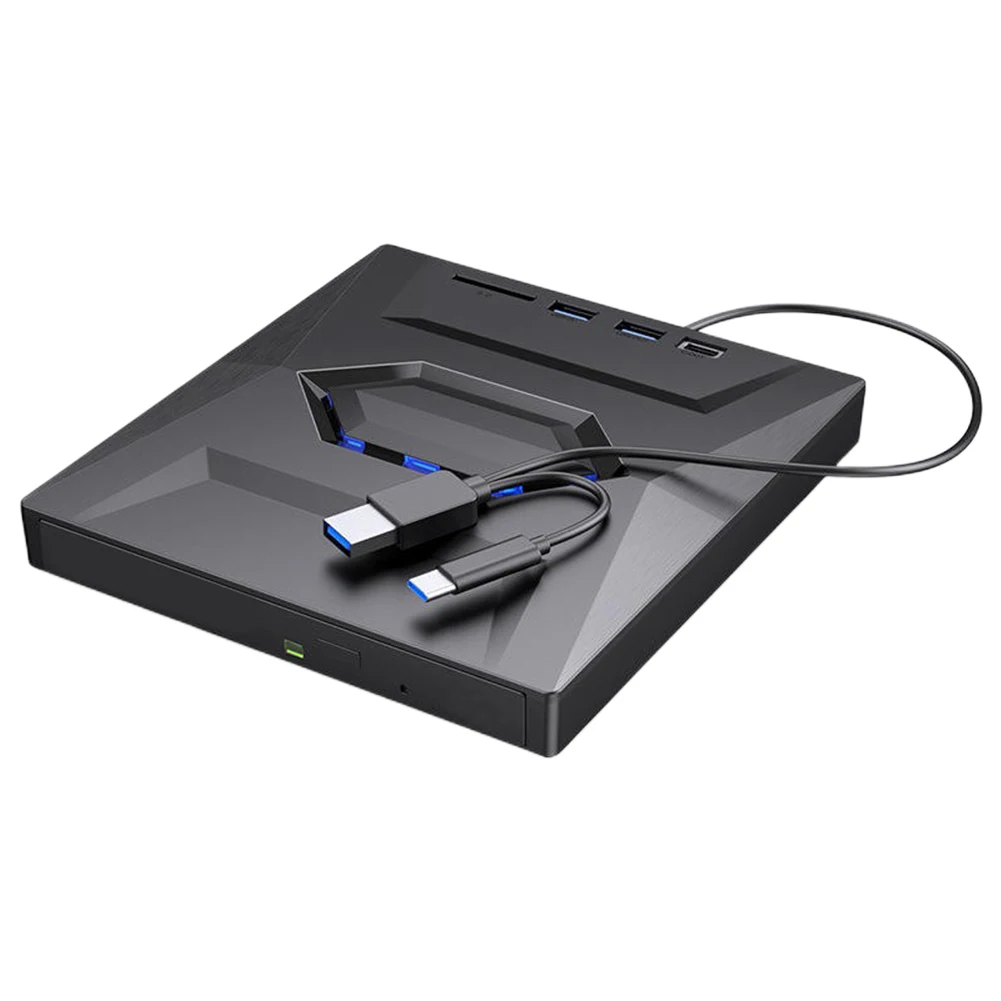 

USB3.0 DVD Burner with USB/Type-C Ports+ SD/TF 5 In 1 Disk Reader Rewriter Drive for Mac/Linux Windows XP/10/8/7 Laptop PC