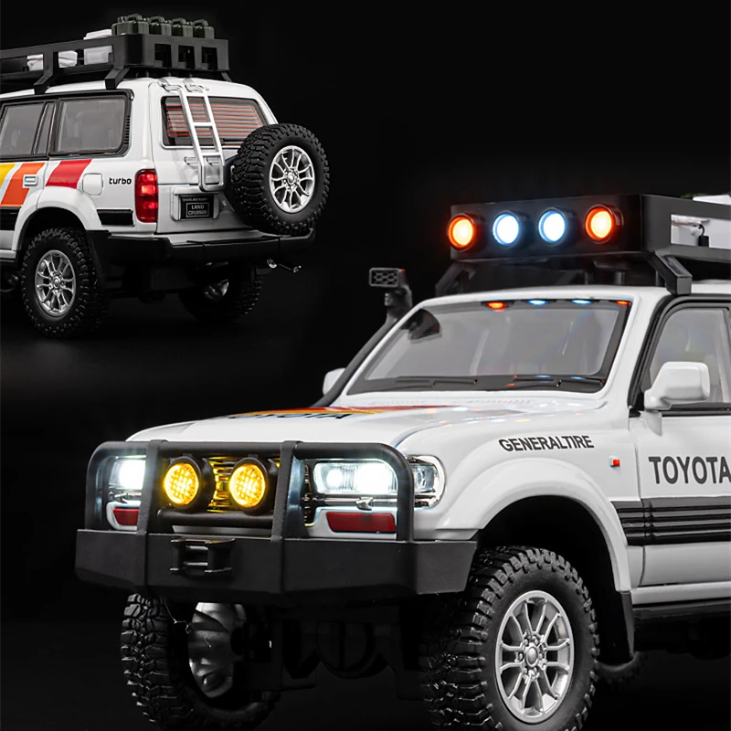 1/24 Toyota Land Cruiser LC80 Alloy Car Model Diecast Metal Off-road Vehicles Car Model Sound and Light Simulation Kids Toy Gift 4