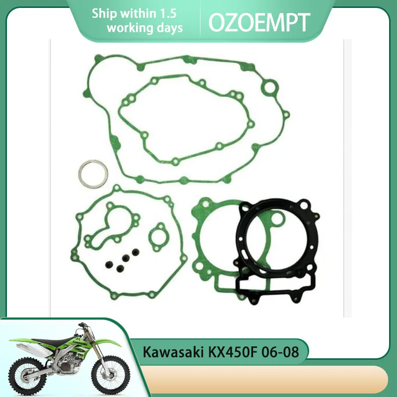 

OZOEMPT Engine Cylinder Crankcase Repair Gasket Apply to Kawasaki KX450F 06-08