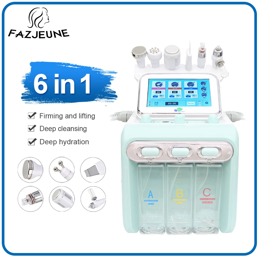 Máquina de Dermoabrasión 6 en 1 H2O2, dispositivo de belleza para limpieza de la piel, herramienta para el cuidado de la piel, depurador, Peeling acuático, instrumento de burbujas pequeñas