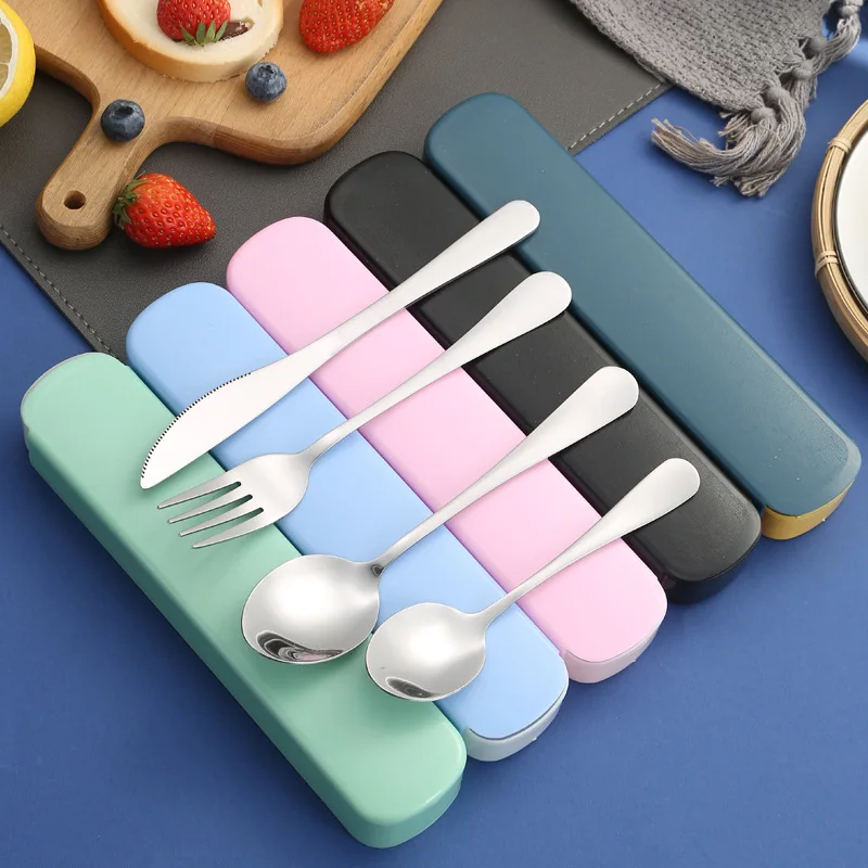 Portable Tableware Spoon Knife Fork Four-piece Set Household Simple Student Dormitory Tableware Set Fit Outdoor cutlery set western style cutlery set picnic cutlery set picnic tableware camping cutlery set wooden cutlery set ceramic dinnerware set