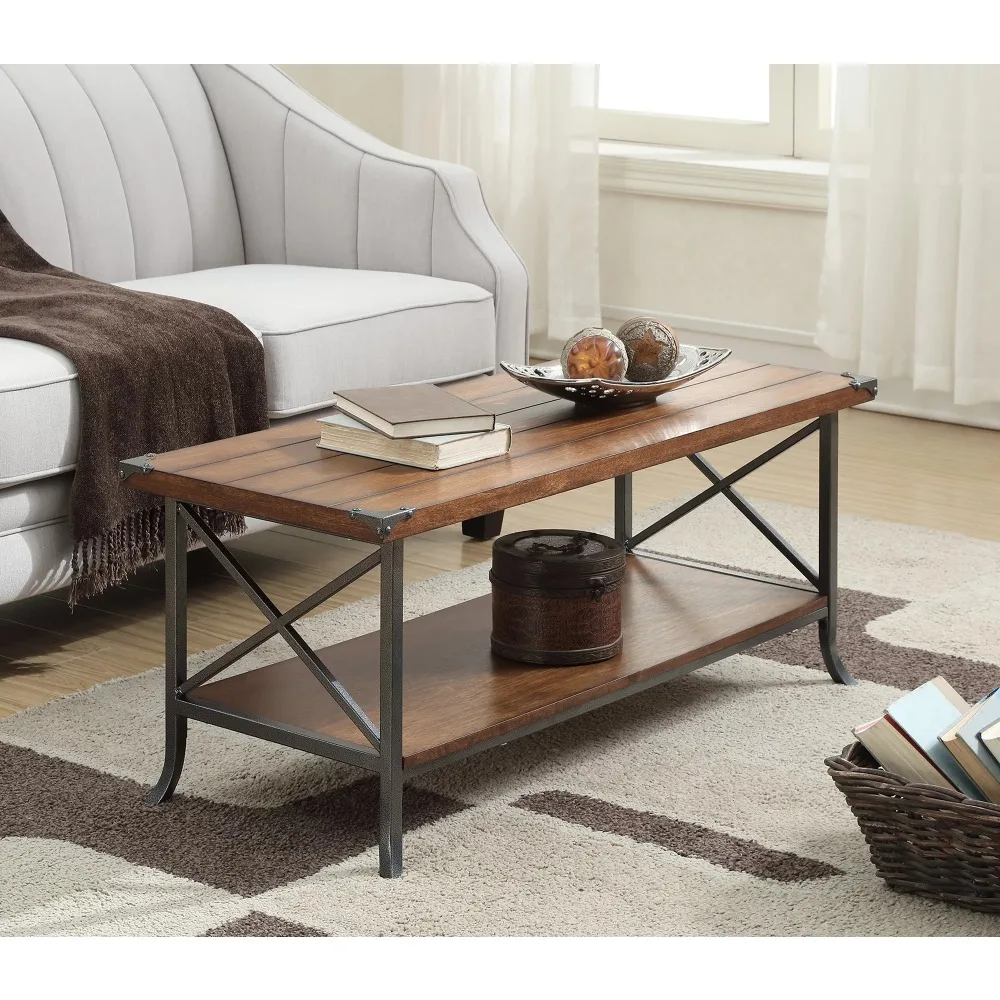 

Dark Walnut/Slate Gray Round Table Serving Coffee Tables Brookline Coffee Table With Shelf Center Tables for Living Room Chairs