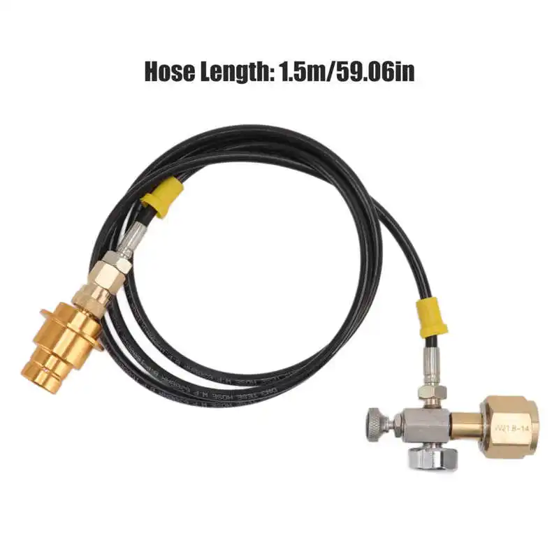 New Soda Maker Adapter Hose Kit 1.5m Black Hose with Gold Male Adapter Pressure Gauge W21.8 14 for for Terra Art beer