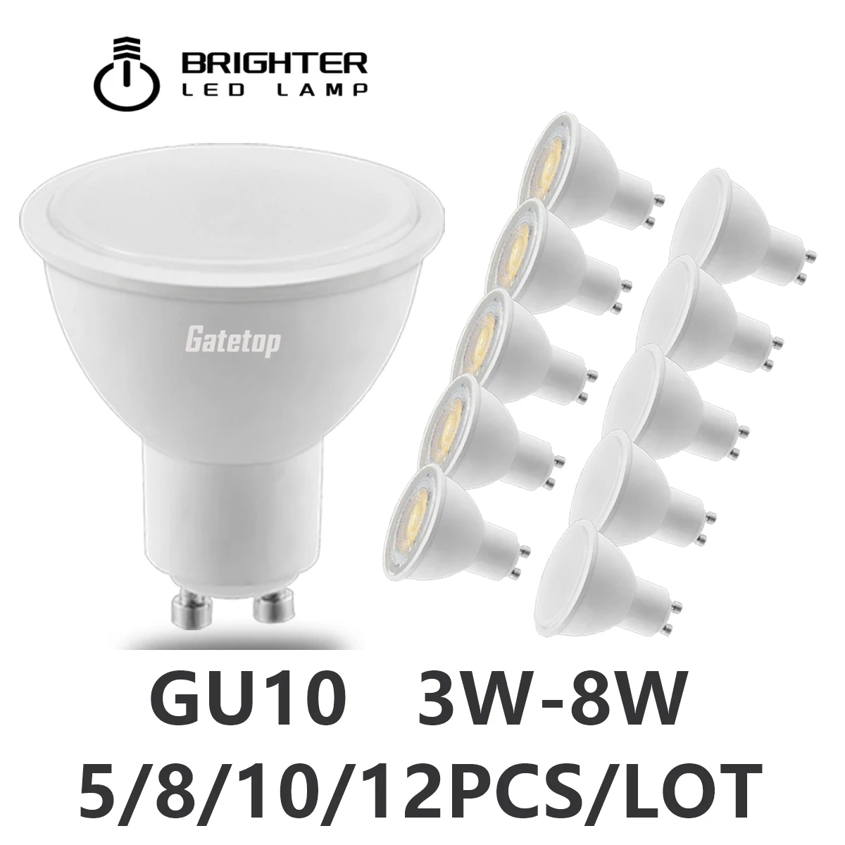 512PCSLEDspotlightGU10AC220VAC100240VNoflickerWarmwhite