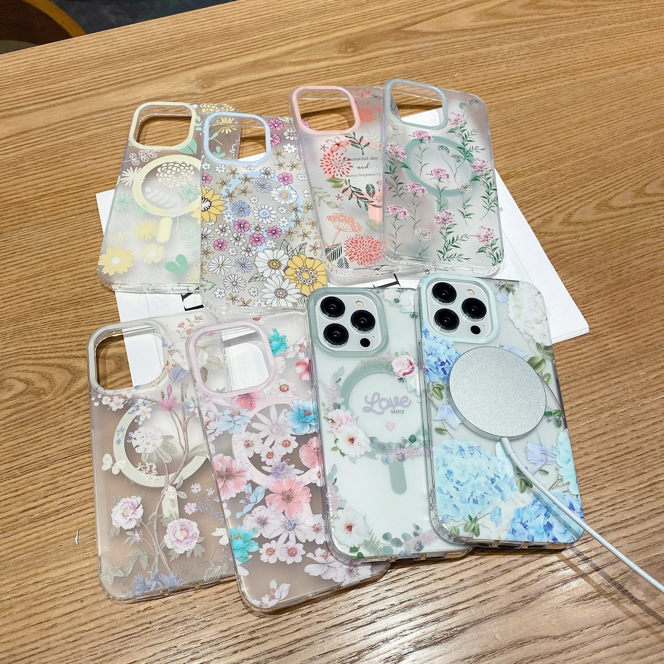 Pattern scrub series magnetic suction wireless charge for iphone 11/12/13/14 12pro max 13pro 13promax 14pro 14promax Fresh style