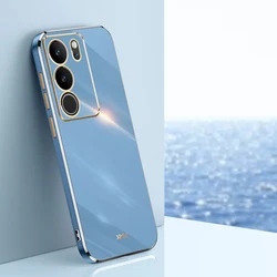 Luxury Square Plating Shockproof Silicone Phone Case Back Cover for Vivo V29 Pro (Gs6D grey)