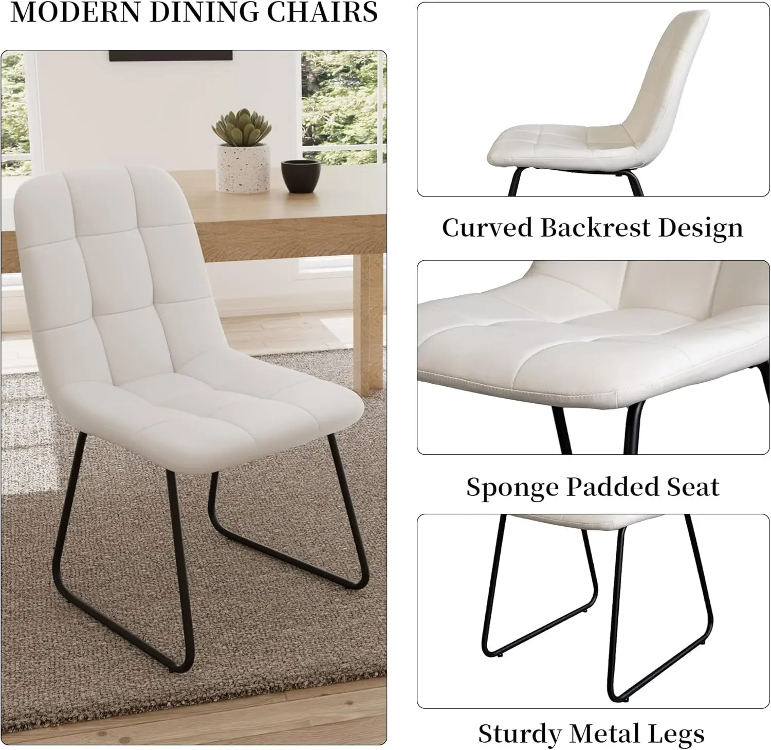 45.3 Inch Round Dining Table Set for 4, Mid Century Modern Small Coffee Set for Dining Room Kitchen Apartment