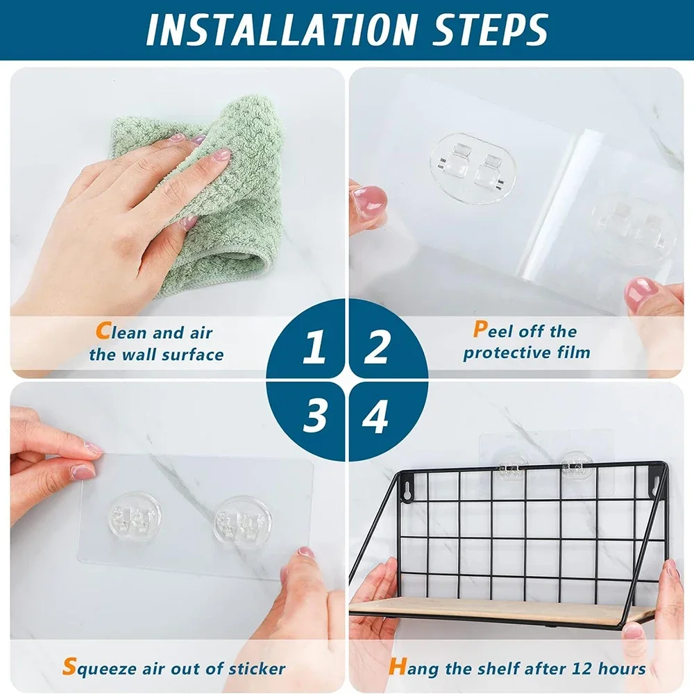 Self Adhesive Transparent Hooks Strong Double Claw Waterproof Wall Mounted Holders Kitchen Bathroom Organization Supply 30-1PCS