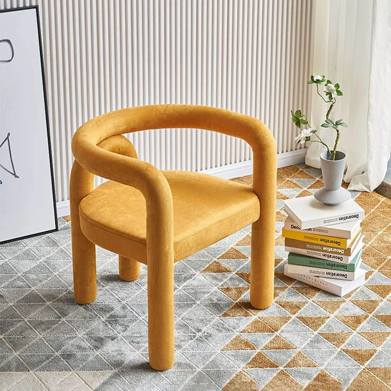 Luxury Makeup Chair Nordic Living Room Furniture Leisure Chair Backrest Dining Lamb Cashmere Sofa Armchair Cosmetic Stool