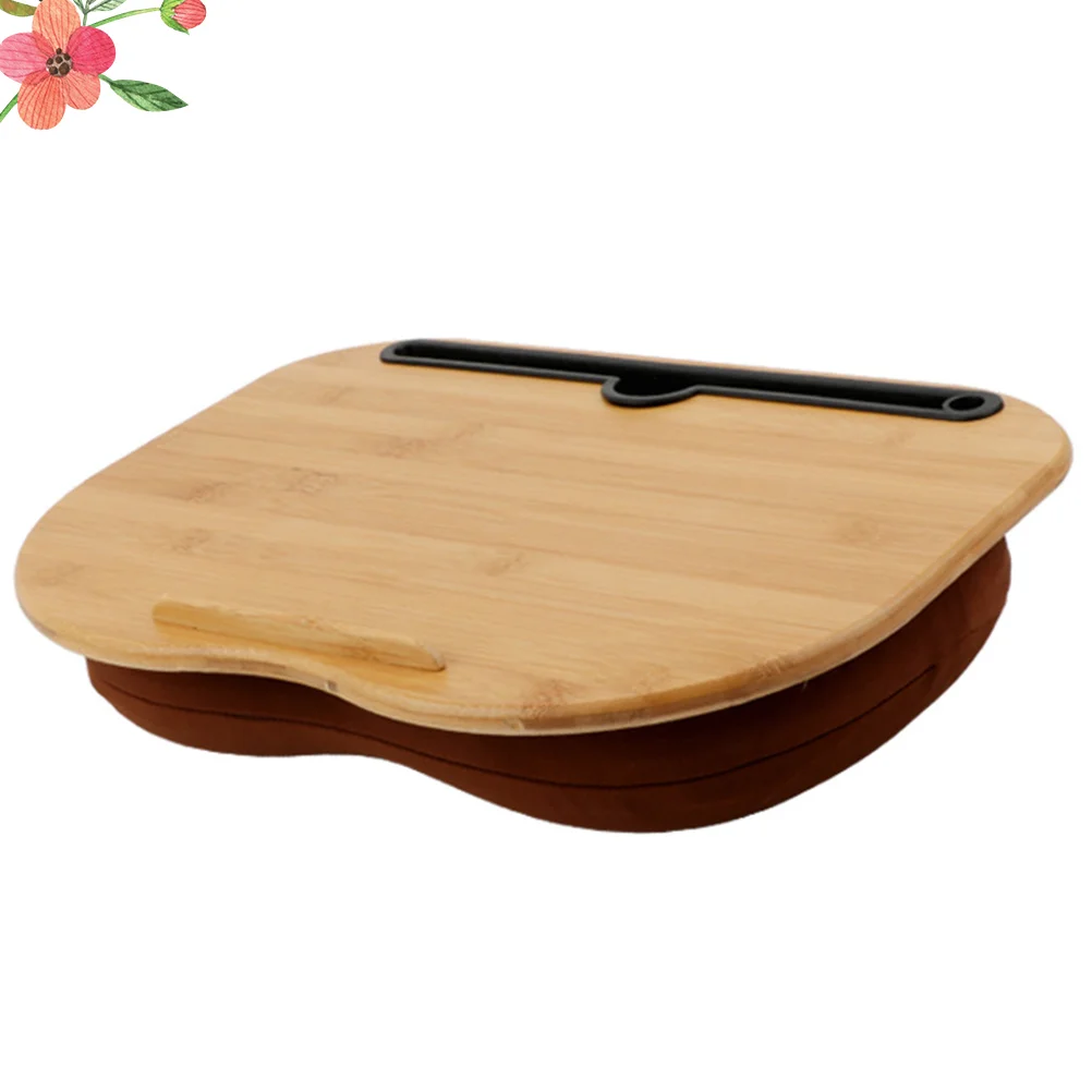 

Laptop Computer With Pillow Cushion And Slot Portable Laptop Table Wooden Notebook Desk Tray Platform Holder For Home Bed