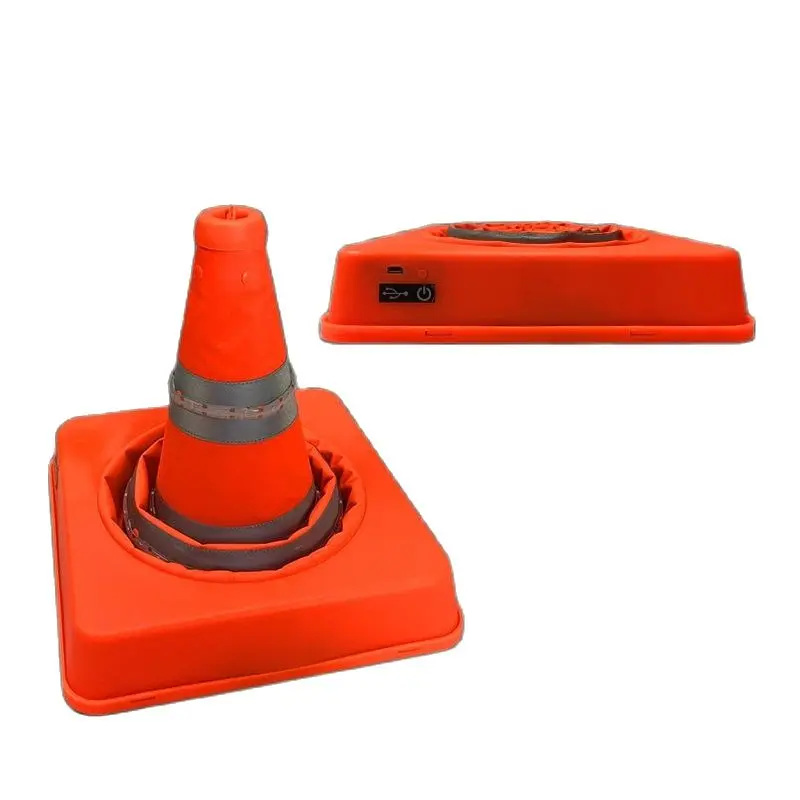 41CM LED Safety Road Cone Folding Roadblock Charging Telescopic Reflective Traffic Cones