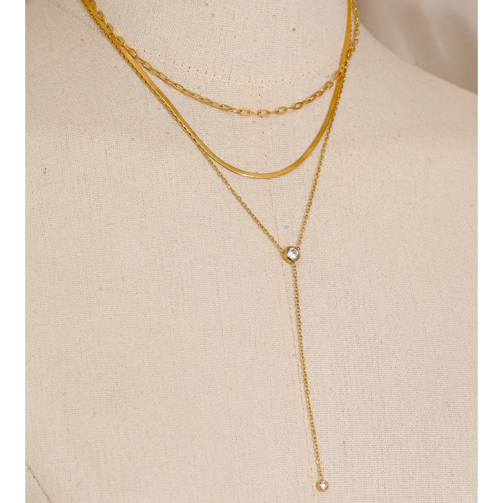 Yhpup Stainless Steel Layered Snake Chain Necklace