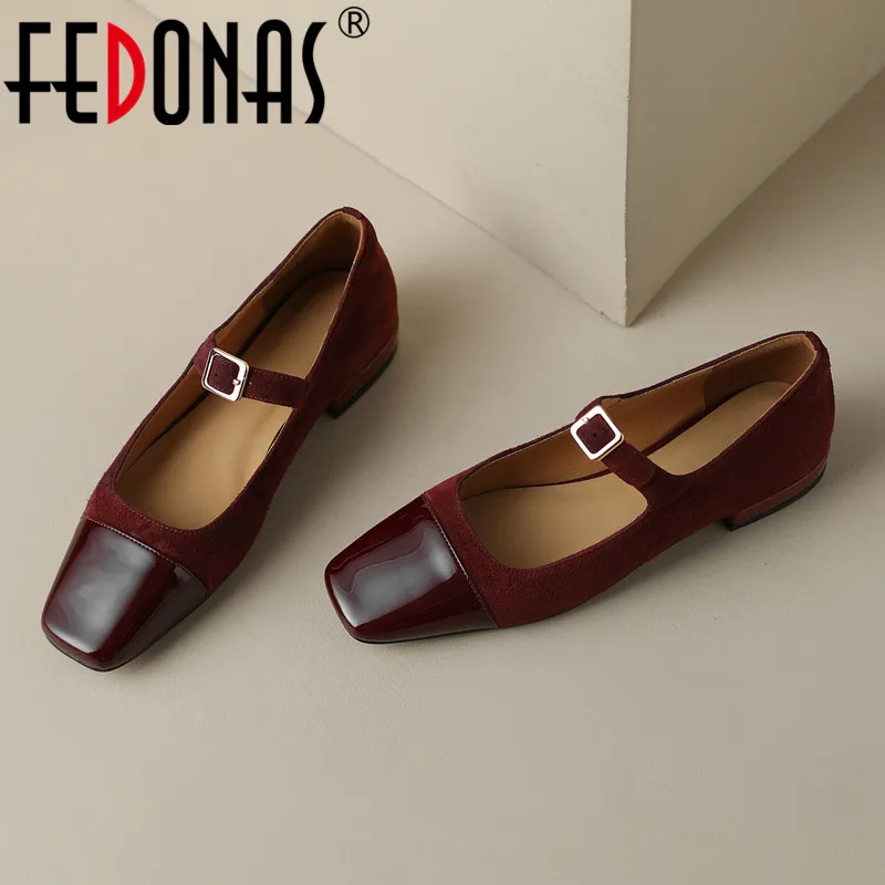 

Женские туфли-лодочки в стиле ретро FEDONAS, зеленые туфли из натуральной кожи на низких каблуках с квадратным носком и ремешком с пряжкой на весну-лето 2019