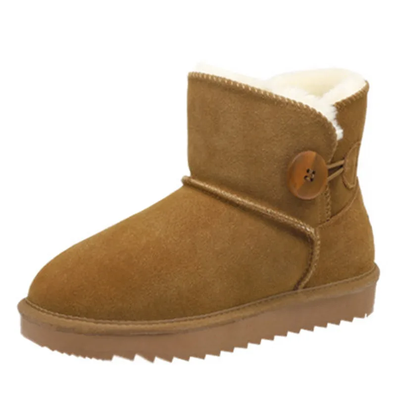 

Women's Classic Mid Calf Leather Snow Boots Warm Winter Boots