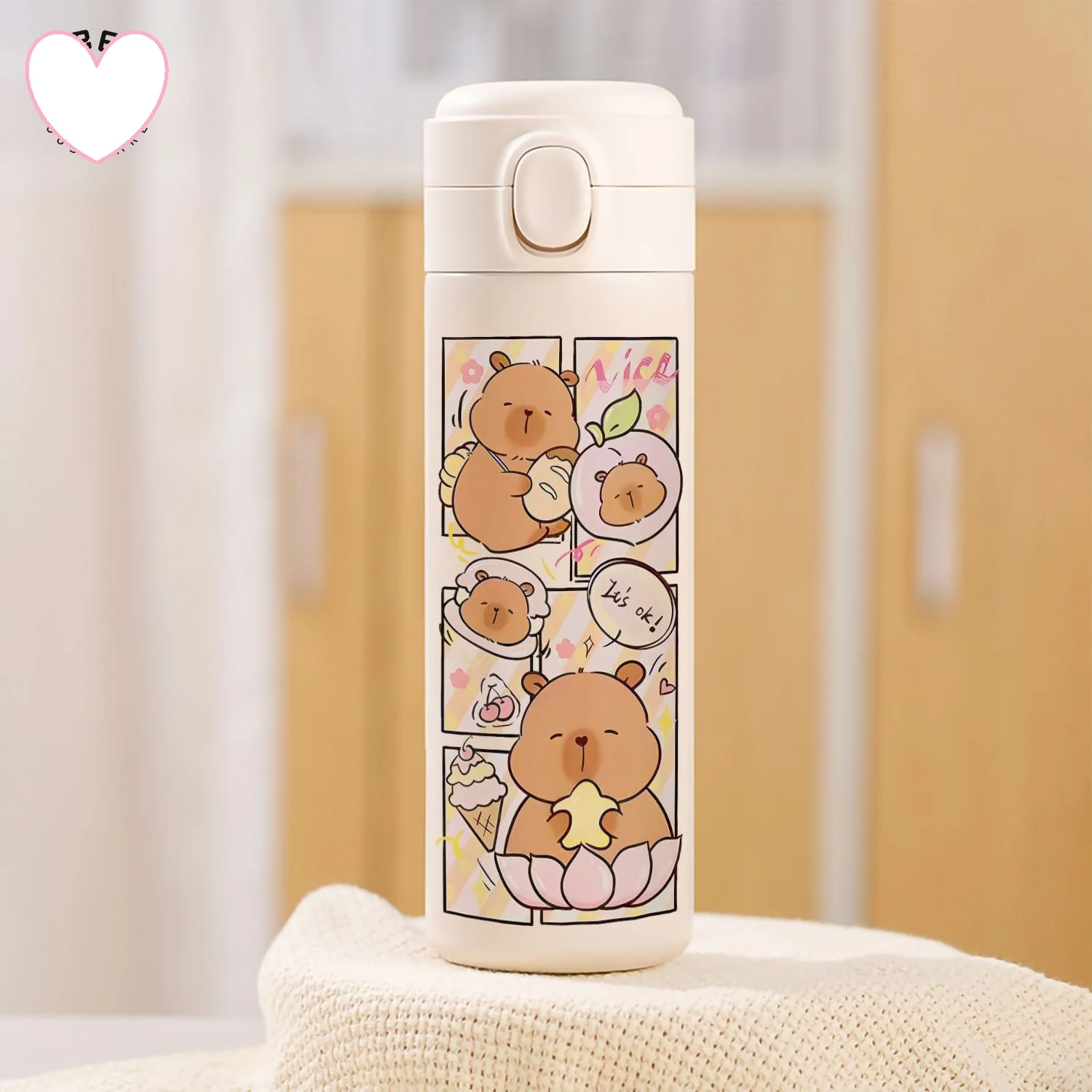 New 400ml Capybara Thermo Anime Cute Capybara Water Bottle Water Cups Mug capybara Popular Thermal 316 Stainless Steel Cup