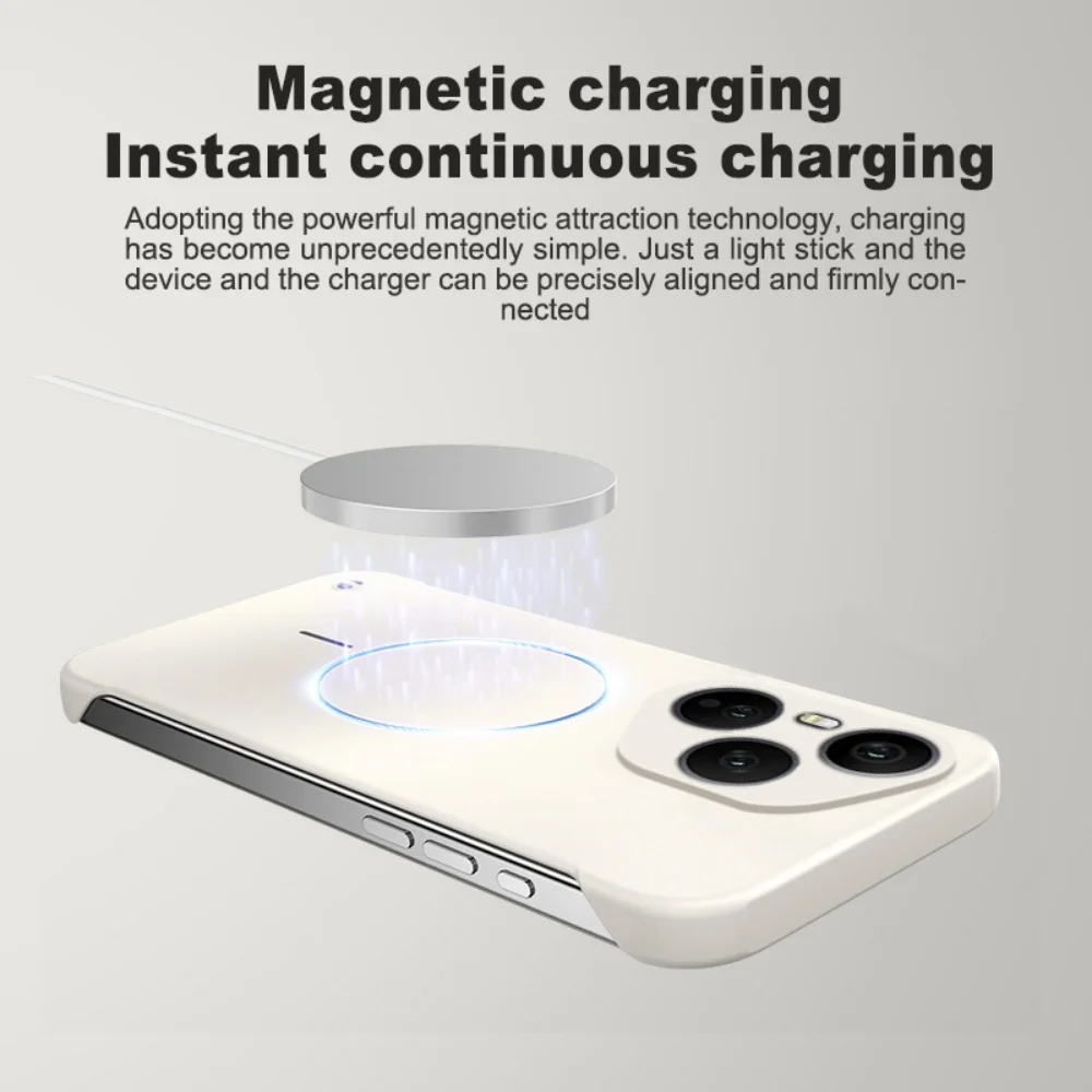 Luxury Frameless Magnetic Phone Case with Wireless Charging and Non-Slip Bumper Cover