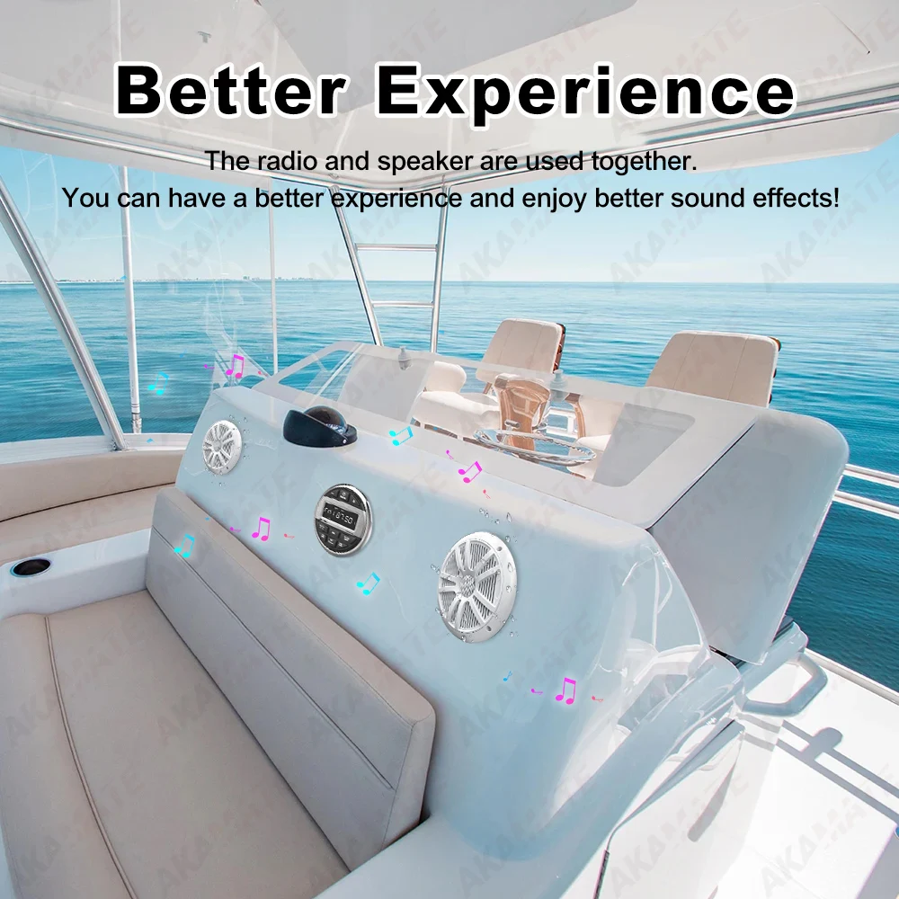 Boat Radio System Media Player Marine Radio Speaker FM AM Antenna Waterproof Bluetooth MP3 Audio For RV ATV UTV SPA RZR