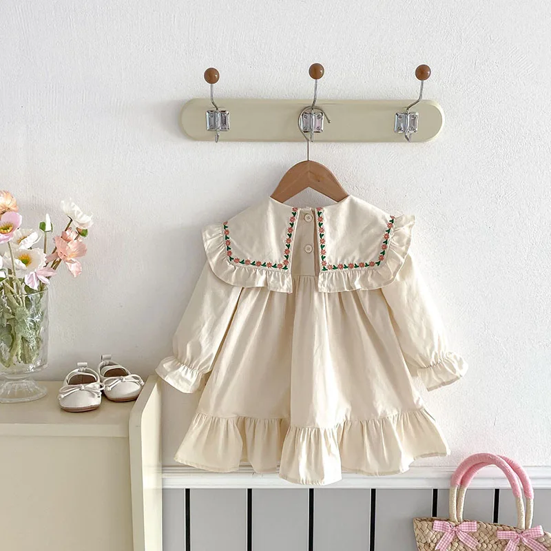 Cute Embroidered Flowers Girls Spring Dress