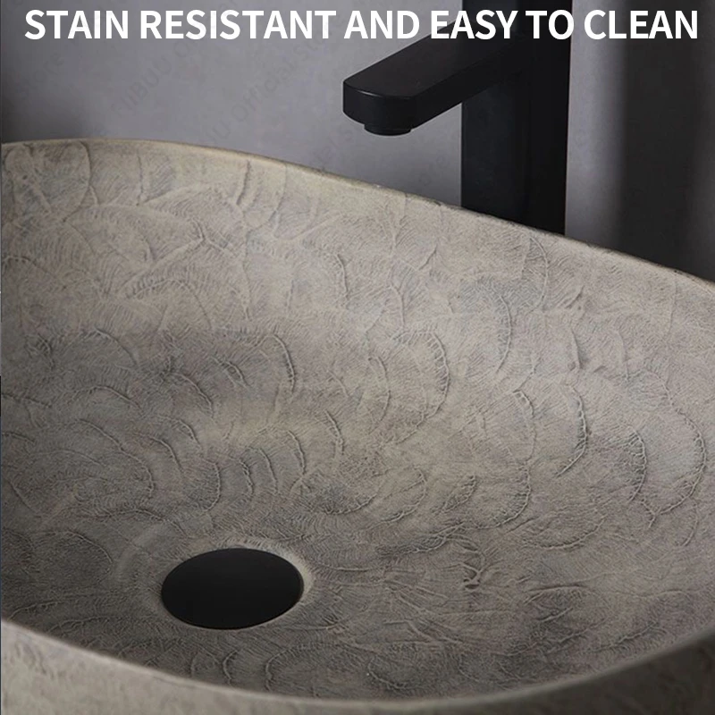 Ceramic Table Sink Oval Bathroom Vessel Sink Bowl Above Counter Art Basin Lavatory Balcony Vanity Sink Countertop Washing Basin 5