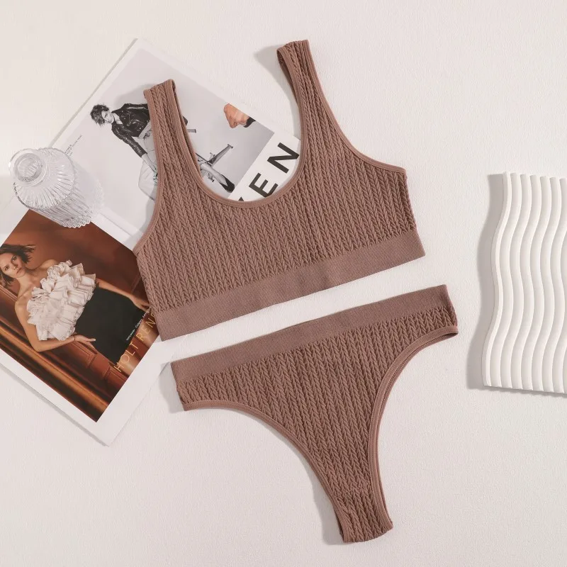 Women Seamless Bra Set Ribbed