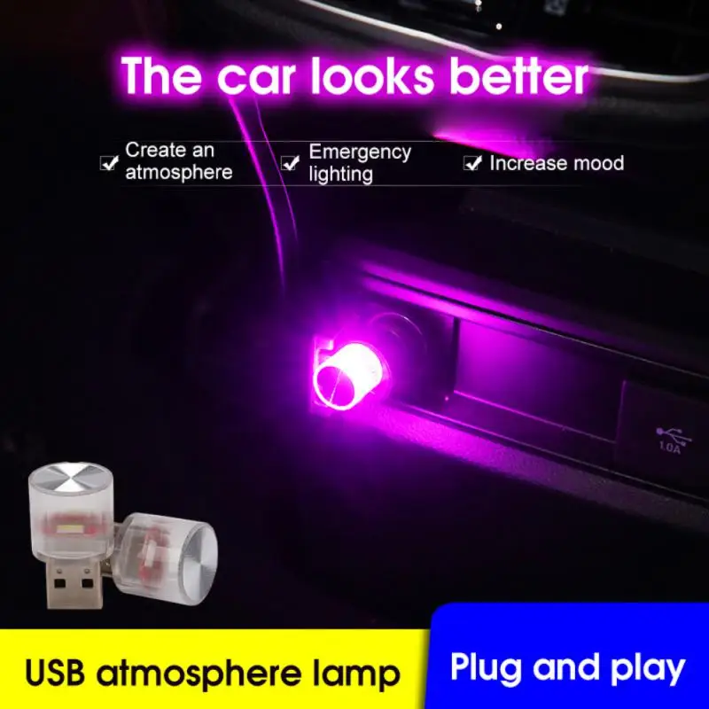 

Car Mini Light USB Plug LED Atmosphere Lights Car Decorative Lamp Emergency Lighting PC Mobile Power Auto Interior Nightlight
