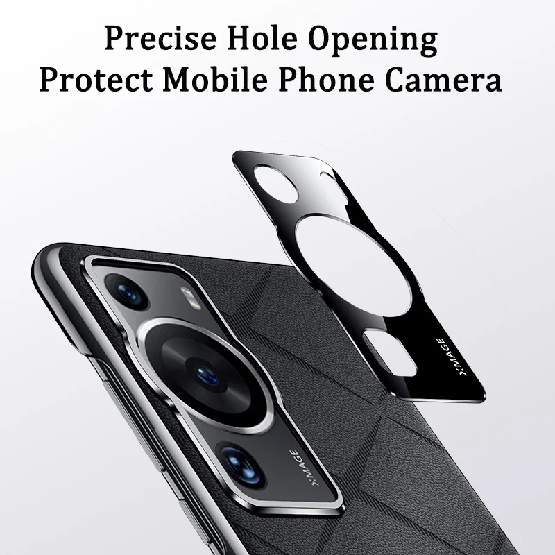 KEISION Grid Pattern PU Leather Plating PC Camera Protective Phone Back Cover
