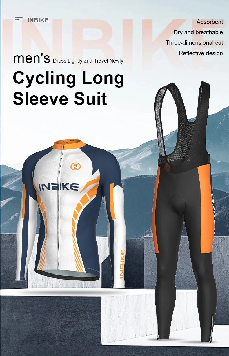 Description Picture 2 of itemINBIKE Pro Men's Cycling Clothing Long Sleeve Suit Outdoor Bicycle Jersey Bib Trousers Set Summer Breathable Bicycle Clothing