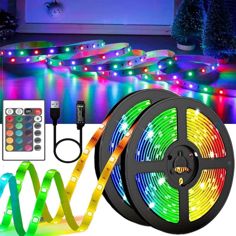 LED Strip Light USB 2835 RGB 5050 Flexible Lamp Tape Infrared Bluetooth Control DC5V TV Backlight Party Bedroom Decoration Luces