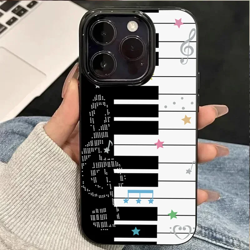 Koreanische INS-Kunst Klaviertasten-Noten Kreative Niedliche Handyhülle für iPhone 18 17 16 15 14 13 12 11 Pro Max Air 16E XR XS 7 8 Plus Hülle