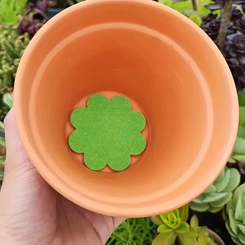 5cm 50pcs Plant Pot Hole Pad Green Non-Woven Fabric Flower Shape Bonsai Bottom Soil Mat Anti-Corrosion Breathable Gasket Gardening Potting Pad