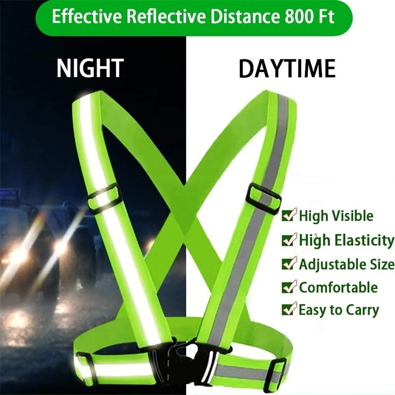 New Highlight Reflective Straps Night Running Riding Clothing Vest Adjustable Safety Vest Elastic Band For Adults and Children reflective tape reflective vest reflective waistbands wristbands