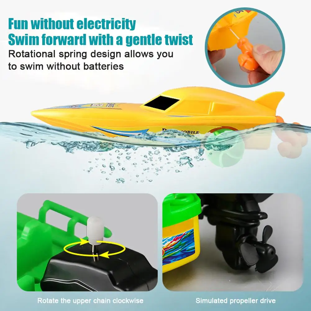 Kids Speed Boat Ship Wind Up Toy Bath Toys Shower Toys Float In Water Kids Classic Clockwork Toys for Children Boys Gift U4G4 4