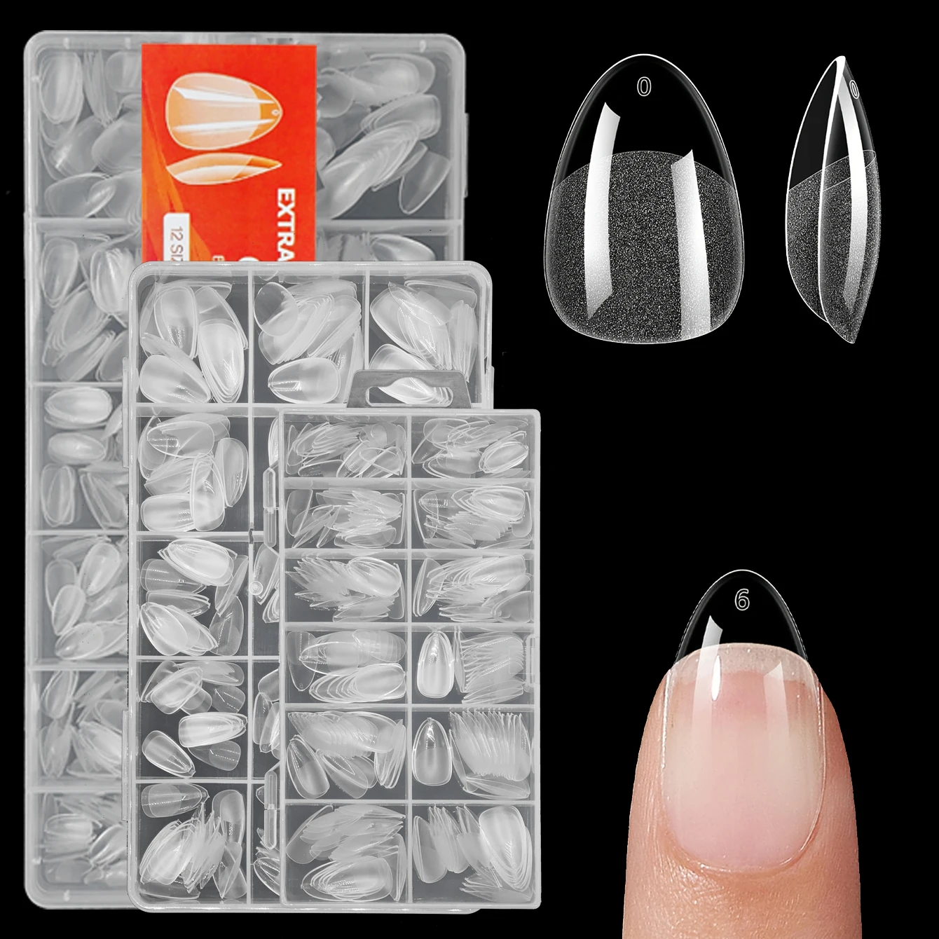 Ultra-Short Almond Nail Tips - 240 to 600pcs