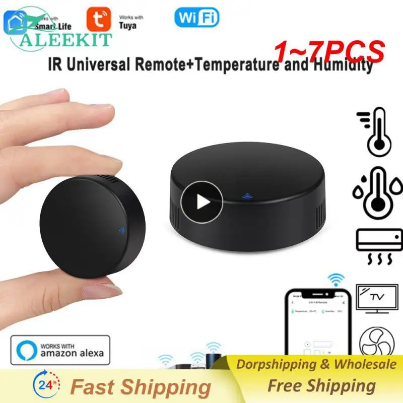 

1~7PCS Tuya Smart Temperature Humidity Sensor Built-in Wifi To Ir Universal Remote Control Work With Alexa Yandex Alice