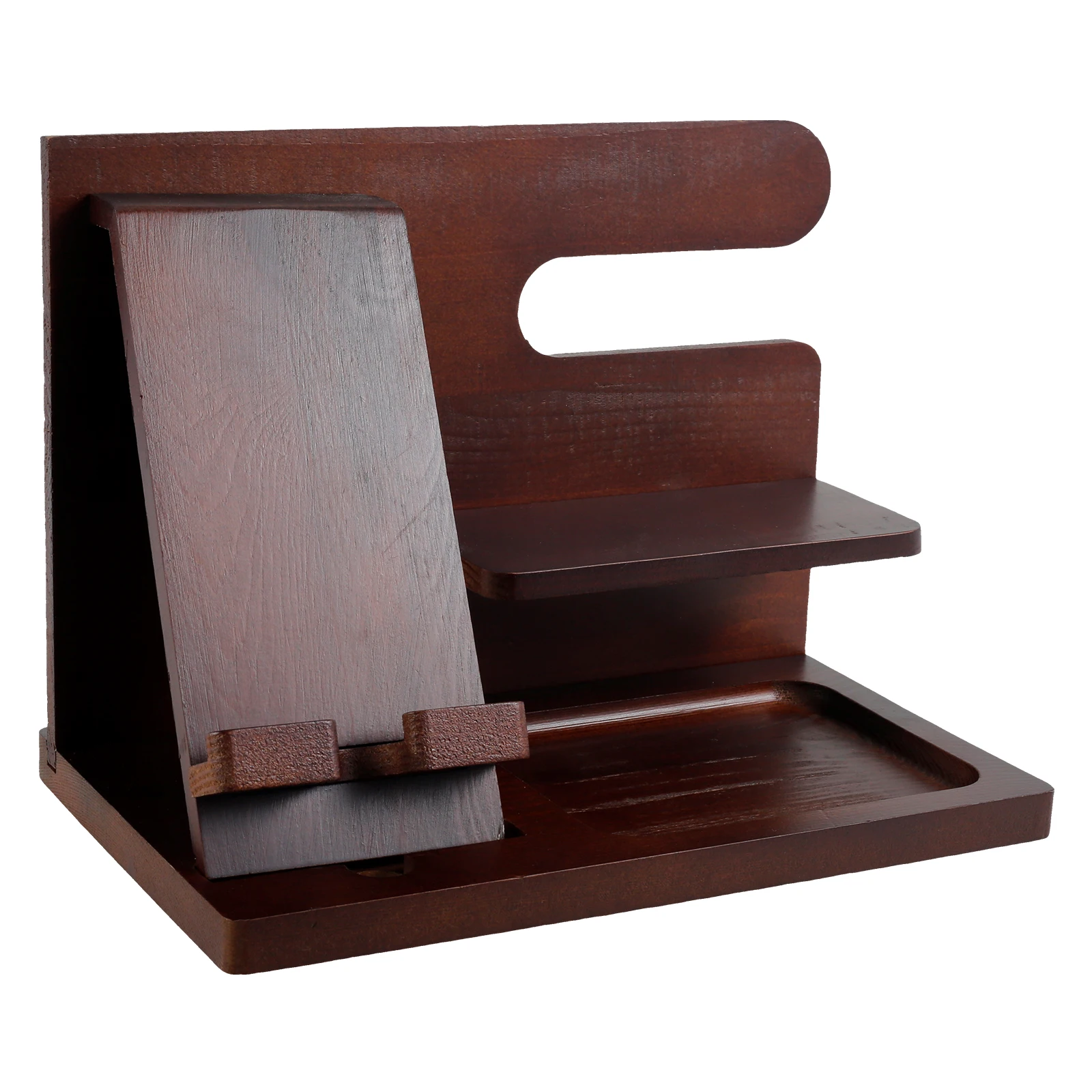 محطة إرساء خشبية مصقولة للرجال ، منظم للهاتف الخلو...