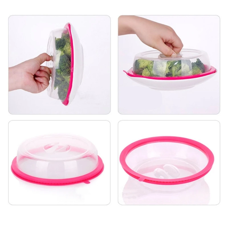 Microwave Oven Plate Cover Non Stick Plastic Clear Dish Lid Table Dustproof