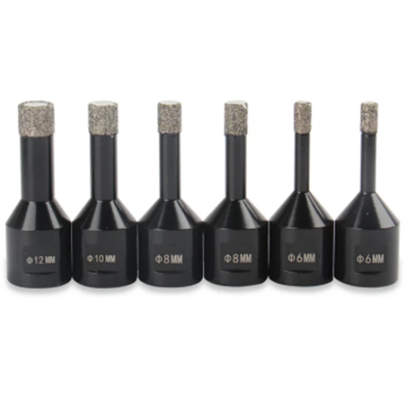 

6PCS 6/6/8/8/10/12mm M14 Thread Dry Vacuum Brazed Diamond Drilling Core Bits Marble Ceramic Tile Hole Saw Kit