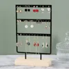 Présentoir de boucles d'oreilles à 3 niveaux et 72 trous, organisateur de rangement de bijoux en métal à 3 couches, support de Base en bois, arbre, support de clous d'oreille, cadeau